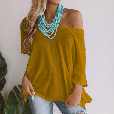 

Starmoon Women Loose Casual Pure Color V Neck Short Sleeves Shirt Summer T Shirts