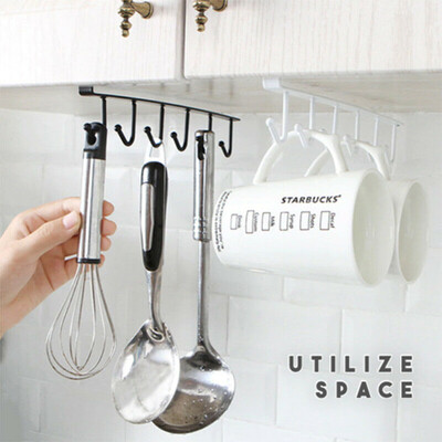 

Siaonvr 3PCS Kitchen Storage Rack Cupboard 6 Hooks Under-Cabinet Hanger Rack New
