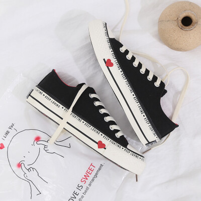 

Love canvas shoes women Korean style 100 students skate shoes new spring Hong Kong-style retro ulzzang shoes