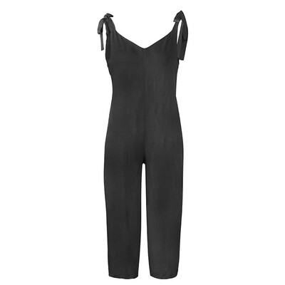 

Women Summer Stylish Sexy Loose Solid Color All-match Sleeveless V-neck Concise Jumpsuits