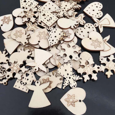 

Wooden Chip Ornaments Tree Heart Snowflake Christmas Xmas Decorations