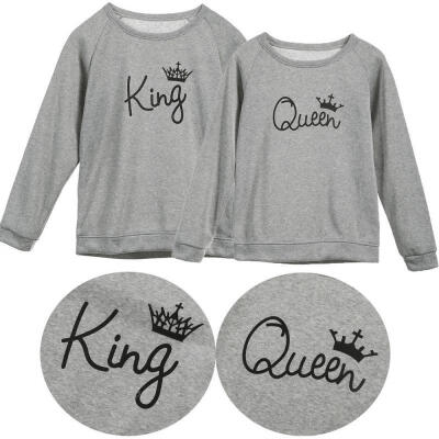 

King &Queen Matching Couple Hoodies Love Matching His&Her Fleece shirts Tops