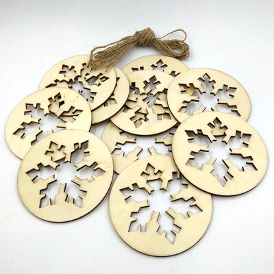 

Tailored 10Pcs Wood Craft Ornament DIY Christmas Snowflake Xmas Hanging Decoration