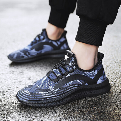 

Mens shoes tide shoes 2019 summer new breathable flying woven mesh sports shoes Korean version of the trend of camouflage casual shoes