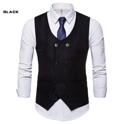 

Mens Double Breasted Herringbone Tweed Peaky Blinders Vintage Check Waistcoat