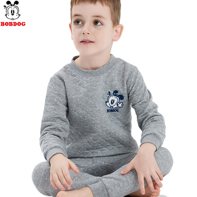 

Babu bean childrens thermal underwear set cotton girls autumn clothes long pants boys pajamas baby thick autumn&winter clothing BBD7631 gray 140cm suitable for 135-145