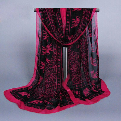 

New Fashion Vintage Women Chiffon Scarf Contrast Print Long Thin Shawl Pashmina