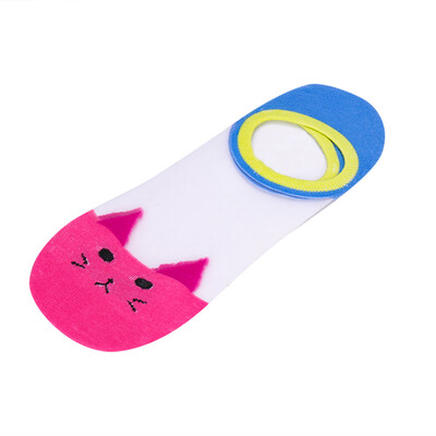 

2 Pairs Women Girl Casual Cute Cat Ankle High Low Cut Invisible Silk Cotton Soft Socks