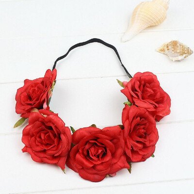 

〖Follure〗Party Floral Rose Flower Headband Hair Crown Festival Boho Garland Large Big