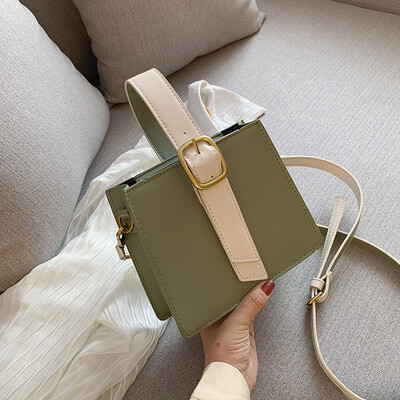 

Handbag female new fashion versatile texture shoulder Messenger bag contrast color small square package tide