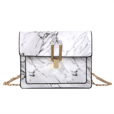 

Women Marble Pattern Messenger Bags Chain Small Square Bag Lock Buckle Shoulder Bag Designer Handbags Schoudertas Dames YJP