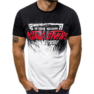 

O-Neck T-Shirt Short-Sleeved Letter Print Tees Summer Casual Top For Men