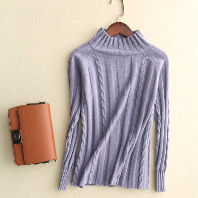 

QIANMUCHUN female half-high collar twisted cashmere sweater soft 5780