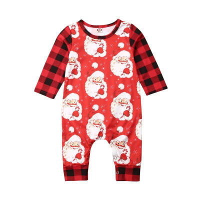 

Infant Baby Girl Boy Christmas Romper Bodysuit Santa Printed One Piece Xmas Jumpsuits Warm Outfit