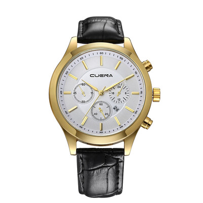 

Gobestart Mens Leather Military Alloy Analog Quartz Wrist Watch Business Date Watches