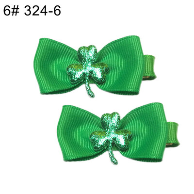 

12Pcs Lovely Saint Patricks Day Shamrock Girls Hair Clip Bow Hairpin Headwear