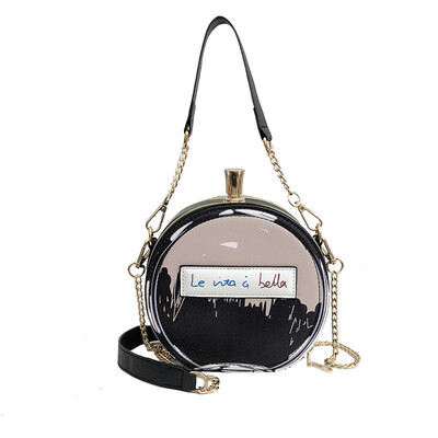 

Girlish Mini Round Handbag Women Letters Stamping Synthetic Leather Shoulder Purse Small Crossbody Bag