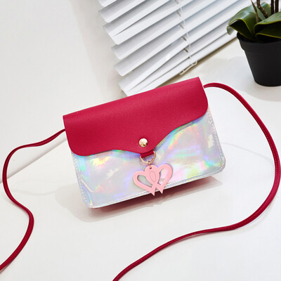 

Women Small Square Bag Fashion Shoulder Bag Love Heart Ornaments Oblique Bags Mobile Phone Packet