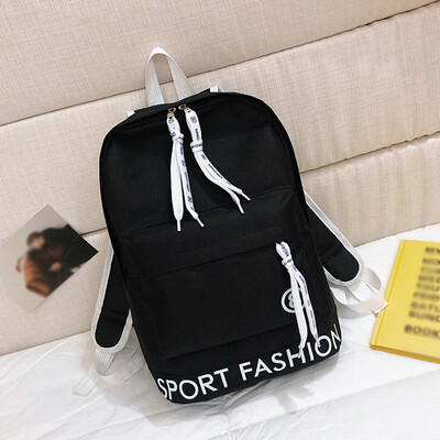

Female Backpack College Wind Color Alphabet Creative Grid Student Bag Travel Bag