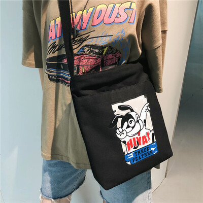 

Canvas bag girl with one shoulder INSS skew dual-purpose student Japanese Haraku graffiti fashion forest chic harbor bags