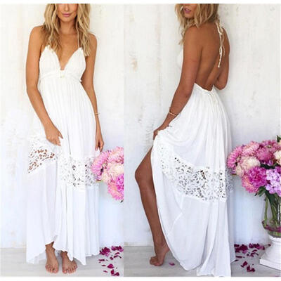 

Sexy Women Maxi Long Lace Cocktail Evening Summer Beach Backless Ball Gown Dress