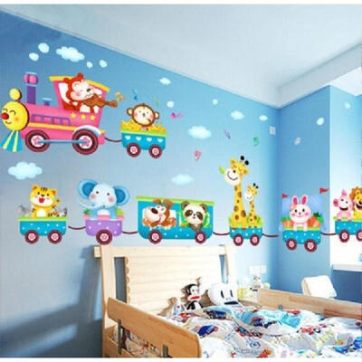 

Funny Baby Kids Bedroom Decor Childrens Jungle Animal Train Childrens Printed Wall Art Vinyl Stickers