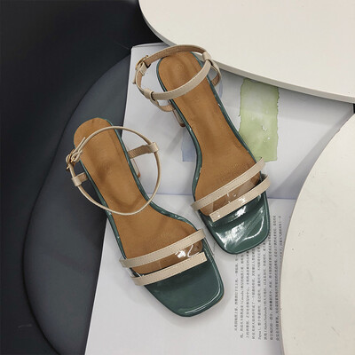 

Sandals womens summer 2019 new open toe color matching transparent womens shoes thick heel comfortable buckle high heel simple g
