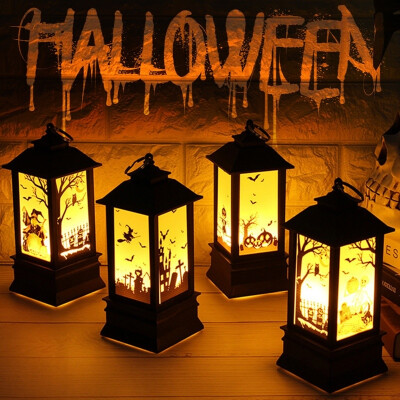 

Halloween Vintage Pumpkin Flame Light Lamp Creative Led Lantern with Hanging Ring Home Party Decor