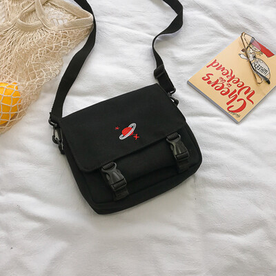 

Bag bag female 2019 new Korean casual simple retro messenger bag ins Harajuku canvas shoulder Messenger bag