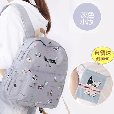 

Canvas bag female junior high school high school Korean Harajuku ulzzang backpack campus small fresh&simple backpack