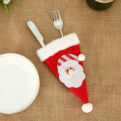 

Tailored Christmas Decorative Tableware Fork Set Christmas Hat Storage Tool
