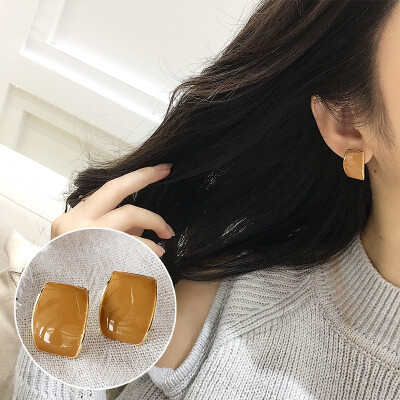 

2019 latest design brand creative literary fan drop glaze earrings generous minimalist earrings gifts for women