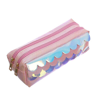

Laser Litchi Pattern Makeup Bags Women Portable PU Leather Pen Bags Clutch