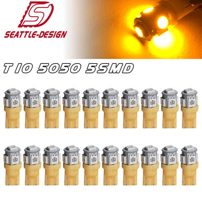 

20X AmberYellow T10 Wedge 5SMD 5050 LED Dome Map License Interior Light Bulbs