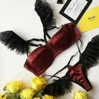 

Sexy Women Lace Floral Bralette Push Up Bra G-string Set Lingerie Sleepwear Gift