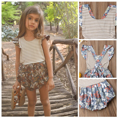 

Newborn Baby Girls Ruffle Floral Color Romper Bodysuit Jumpsuit Outfits Sunsuit