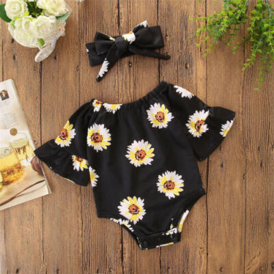 

US Newborn Baby Girls Clothes Flared Sunflower Romper Jumpsuit Overall Outfits