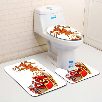 

Tailored 3PCS Fancy Santa Toilet Seat Cover&Rug Bathroom Set Christmas Decor