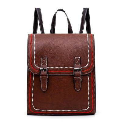 

Vintage Travel Backpacks Women School Bags Leather Knapsack Preppy Rucksack