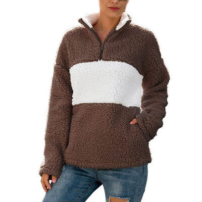 

Womens Sherpa Loose Hoodies Zip Winter Slouchy Warm Fleece Sweatshirts Outwears