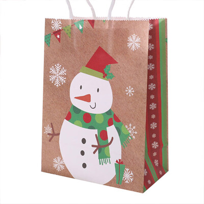 

Christmas Kraft Paper Handle Bags Shopping Carrier Present Gift Festiv