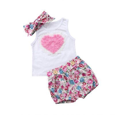 

3PCS Kids Baby Girls Sister Matching Floral Clothes Top Dress Pants Outfit Set