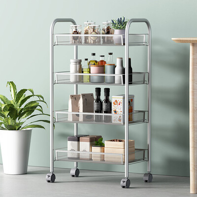 

Siaonvr 4-Tier Mesh Wire Basket Rolling Cart Kitchen Storage Cart With Wheels Shelving