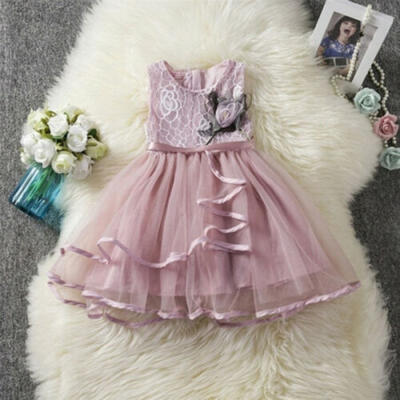 

Floral Toddler Baby Girl Sleeveless Dress Princess Pageant Lace Tutu Dress 6M-5Y
