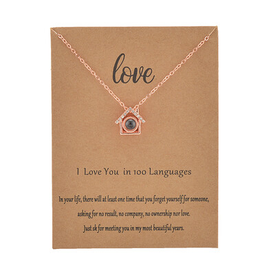 

With Card House 100 Language I love You Necklace For Women Wedding Letter Necklace Jewelry Drop Shipping