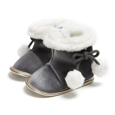 

Winter Baby Shoes Boots Infants Warm Shoes Faux Wool Girls Baby Booties Sheepskin Boy Baby Boots Newborn Shoes with Ball