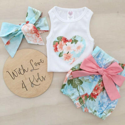 

US Kids Baby Girl Floral Clothes Vest TopsLace Pants Outfits Sunsuit Summer