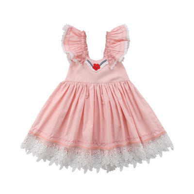 

Princess Dress Kids Baby Girls Dress Solid Party Dress Casual Sundress Costume 2-7T