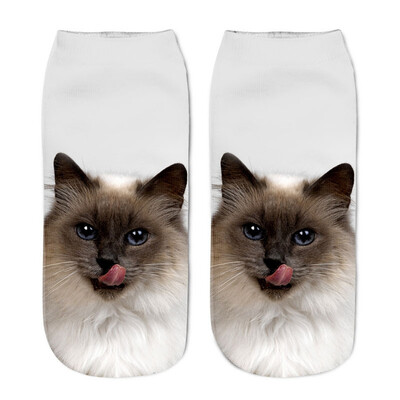 

Christmas Funny Girls Casual Socks 3D Cute Cat Printed Anklet Xmas Short Socks