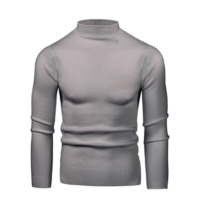

Toponeto Mens Round Neck Low Collar Large Elastic Long Sleeve Bottoming Sweater Sweater